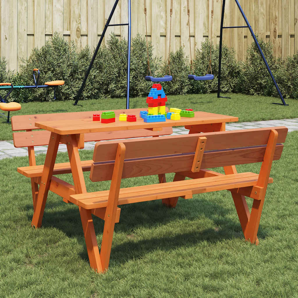 Picknicktafel Voor 4 Kinderen Met Parasolgat Massief Vurenhout Donkerbruin