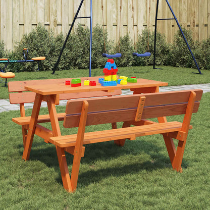 Picknicktafel Voor 4 Kinderen Met Parasolgat Massief Vurenhout Donkerbruin