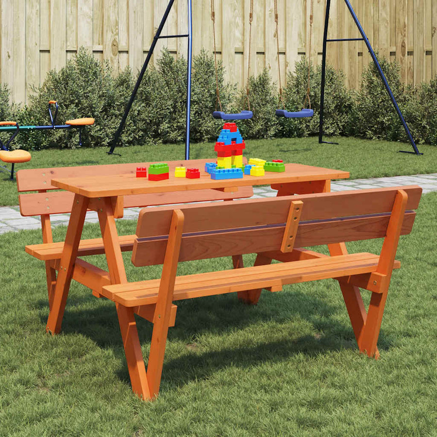 Picknicktafel Voor 4 Kinderen Met Parasolgat Massief Vurenhout Donkerbruin