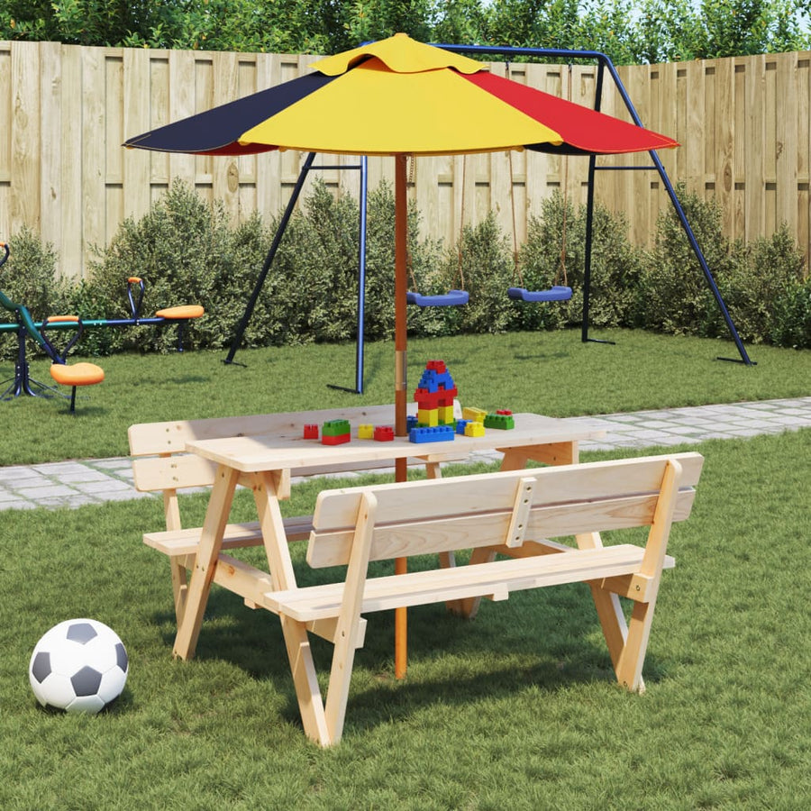 Parasol Voor Kinderen Met Houten Paal Ø120X140 Cm Multikleur