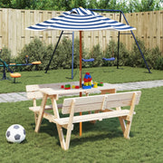 Parasol kinderen Ø120x140 cm blauw houten paal