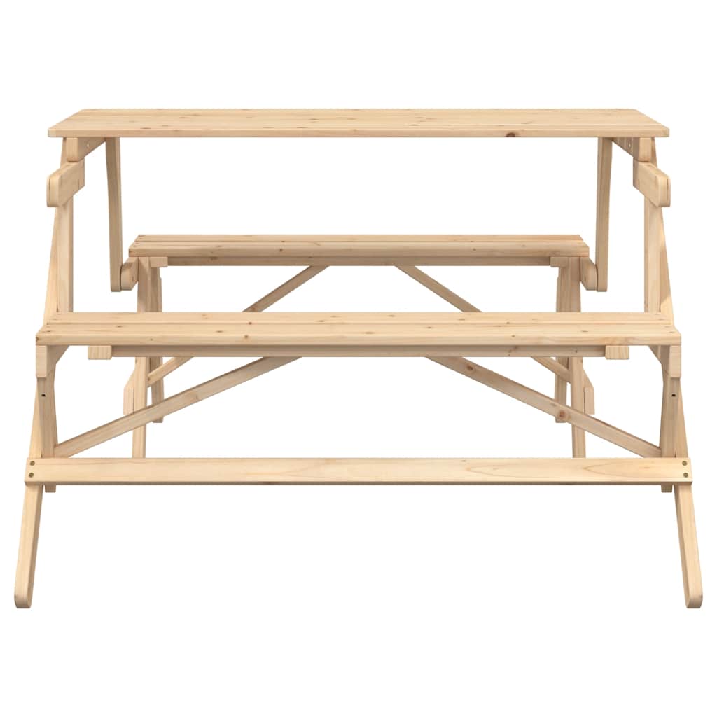 Picknicktafel Met Banken 2-In-1 Ombouwbaar Massief Vurenhout Naturel