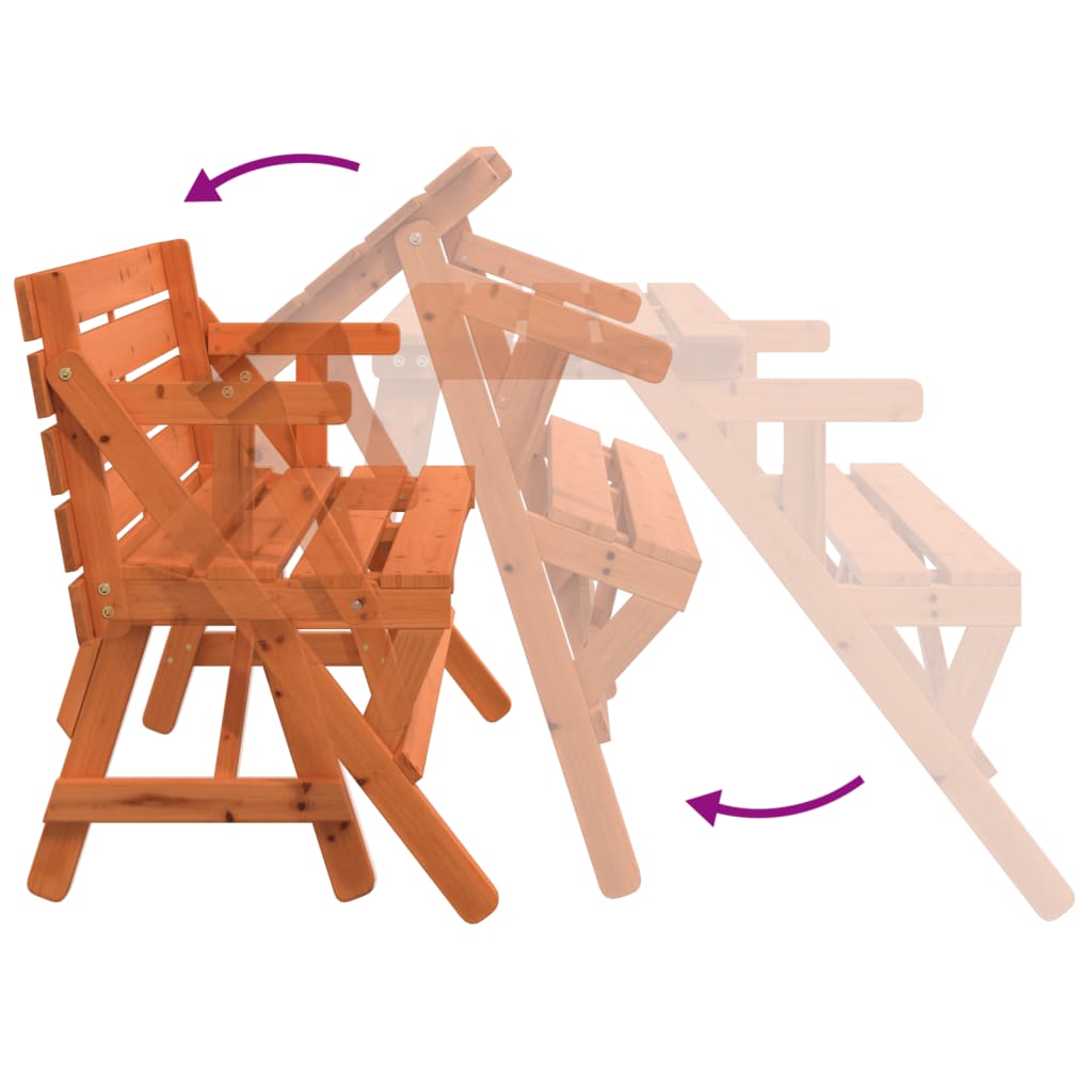 Picknicktafel met banken 2-in-1 ombouwbaar massief vurenhout