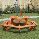 Picknicktafel kinderen zeshoekig vurenhout donkerbruin