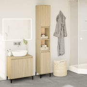Bathroom cabinet 30x30x190 cm engineered wood Sonoma oak-coloured