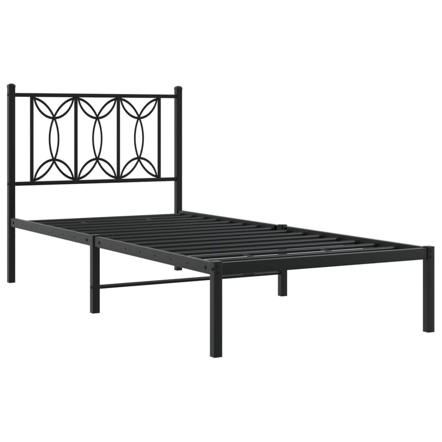 Bedframe met hoofdbord metaal zwart 80x200 cm