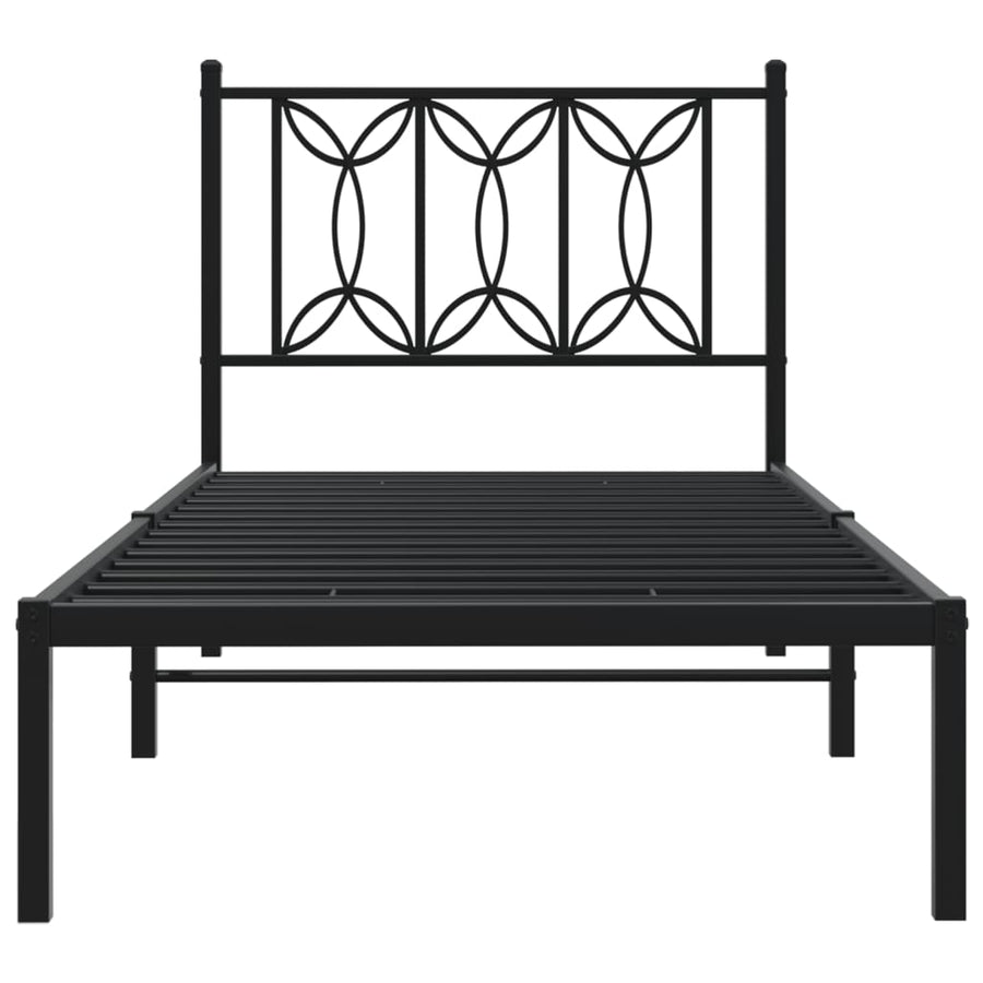 Bedframe met hoofdbord metaal zwart 80x200 cm