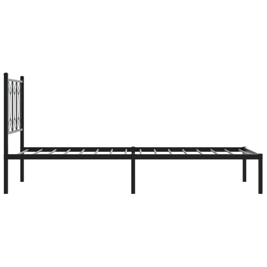 Bedframe met hoofdbord metaal zwart 80x200 cm