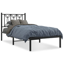 Bedframe met hoofdbord metaal zwart 80x200 cm