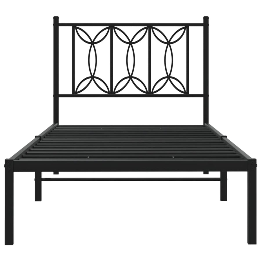 Bedframe met hoofdbord metaal zwart 90x190 cm