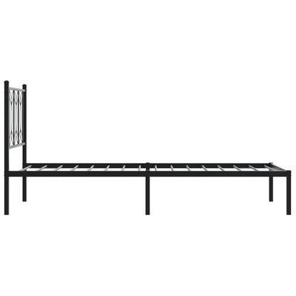 Bedframe met hoofdbord metaal zwart 90x190 cm