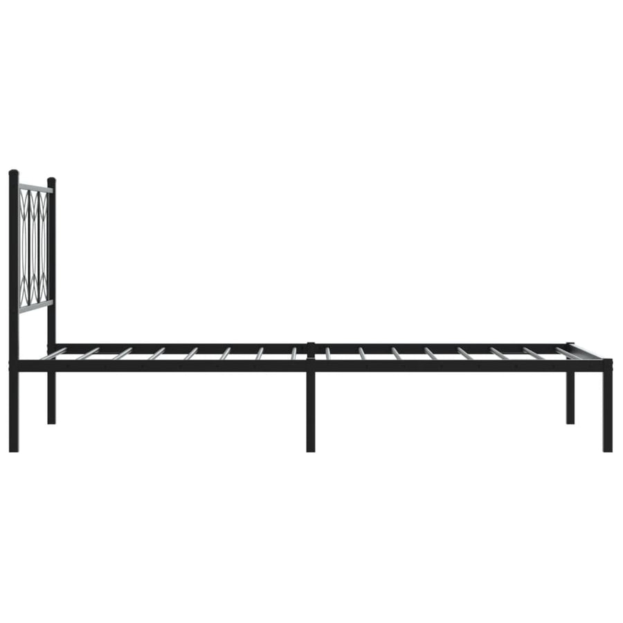 Bedframe met hoofdbord metaal zwart 90x190 cm