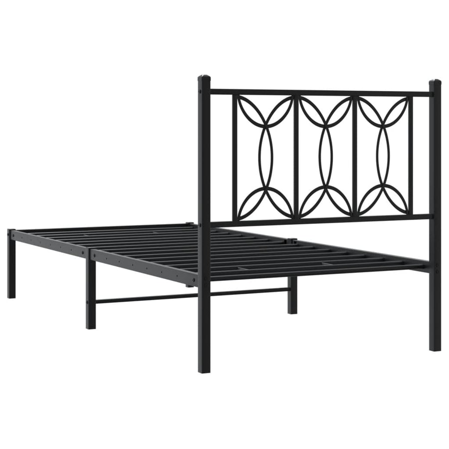 Bedframe met hoofdbord metaal zwart 90x190 cm