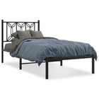 Bed frame with headboard metal black 90x190 cm