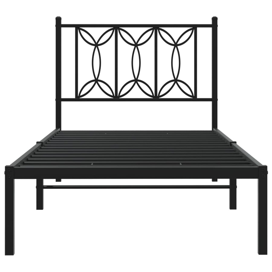 Bedframe met hoofdbord metaal zwart 90x200 cm