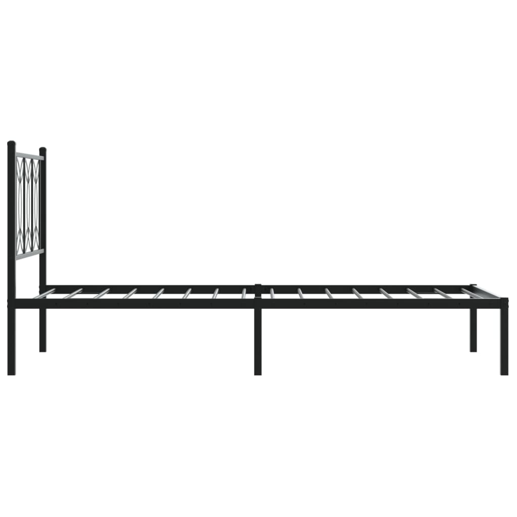 Bedframe met hoofdbord metaal zwart 90x200 cm