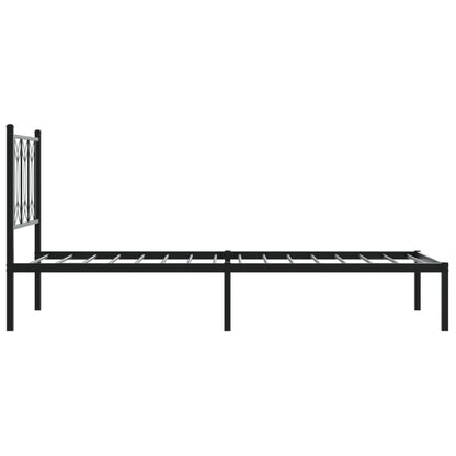 Bedframe met hoofdbord metaal zwart 90x200 cm