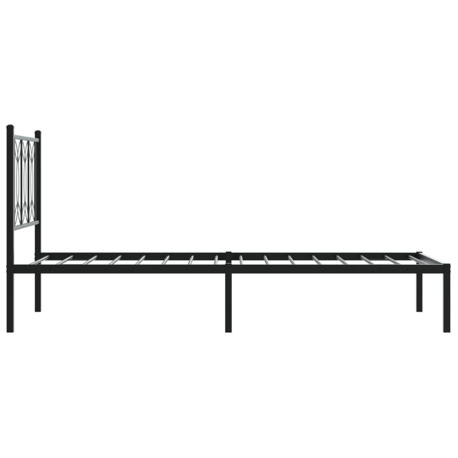 Bedframe met hoofdbord metaal zwart 90x200 cm