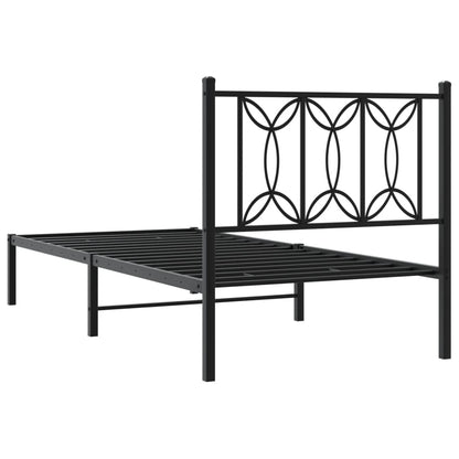 Bedframe met hoofdbord metaal zwart 90x200 cm