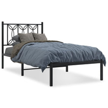Bedframe met hoofdbord metaal zwart 90x200 cm