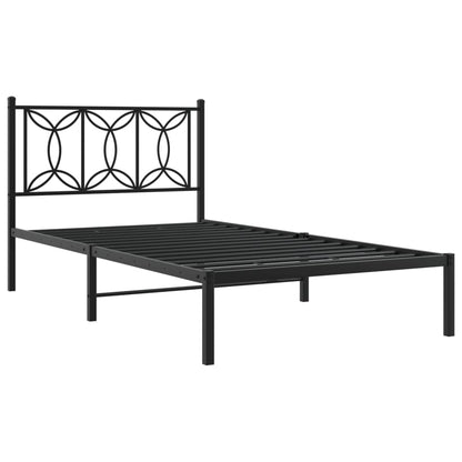 Bedframe Metaal 100 x 190 cm Zwart met hoofdbord