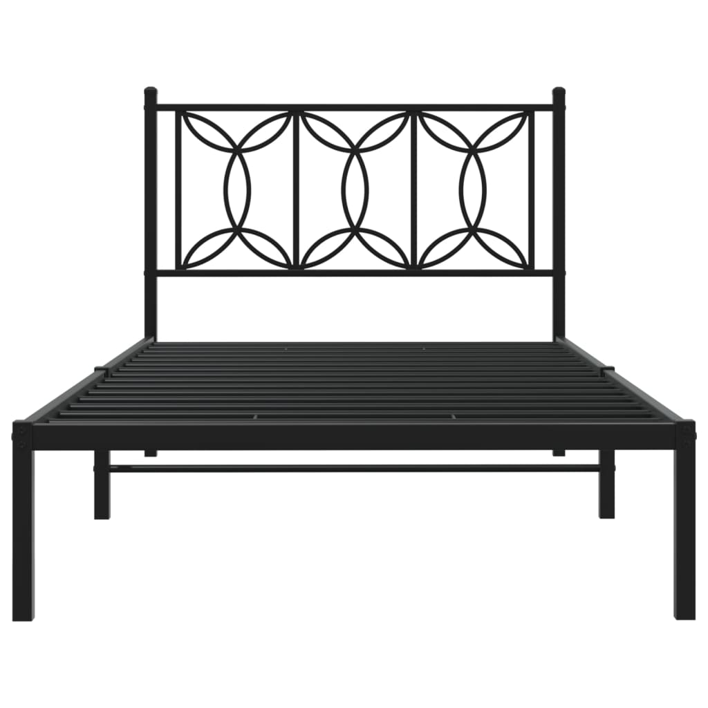 Bedframe Metaal 100 x 190 cm Zwart met hoofdbord