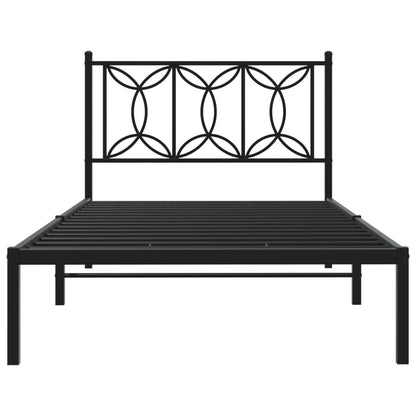 Bedframe Metaal 100 x 190 cm Zwart met hoofdbord