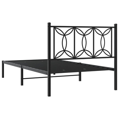 Bedframe Metaal 100 x 190 cm Zwart met hoofdbord