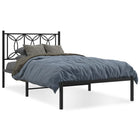 Bedframe met hoofdbord metaal zwart 100x190 cm