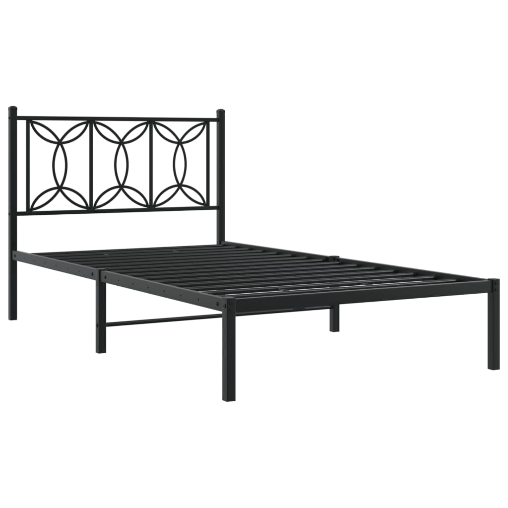 Bedframe met hoofdbord metaal zwart 100x200 cm