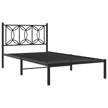 Bedframe met hoofdbord metaal zwart 100x200 cm