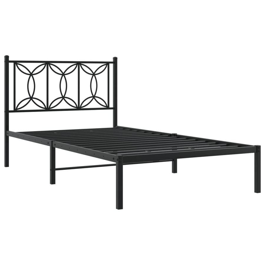 Bedframe met hoofdbord metaal zwart 100x200 cm