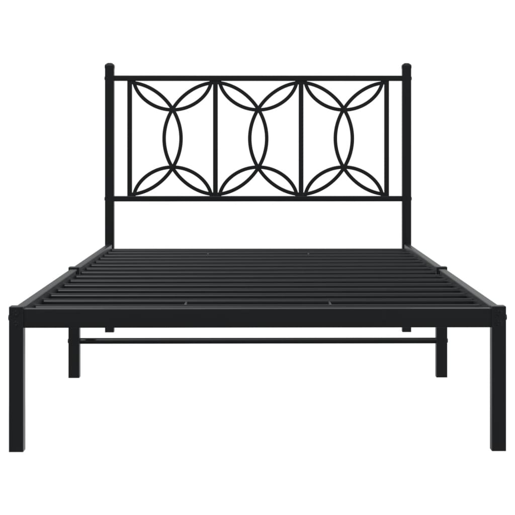Bedframe met hoofdbord metaal zwart 100x200 cm