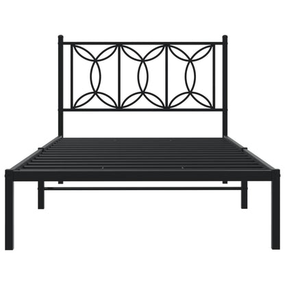 Bedframe met hoofdbord metaal zwart 100x200 cm
