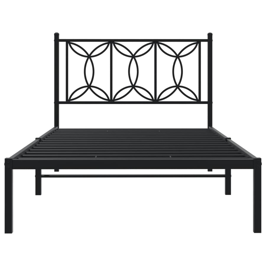 Bedframe met hoofdbord metaal zwart 100x200 cm