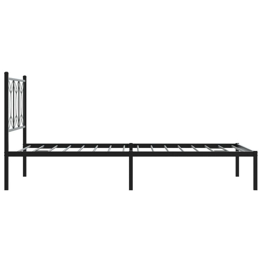 Bedframe met hoofdbord metaal zwart 100x200 cm