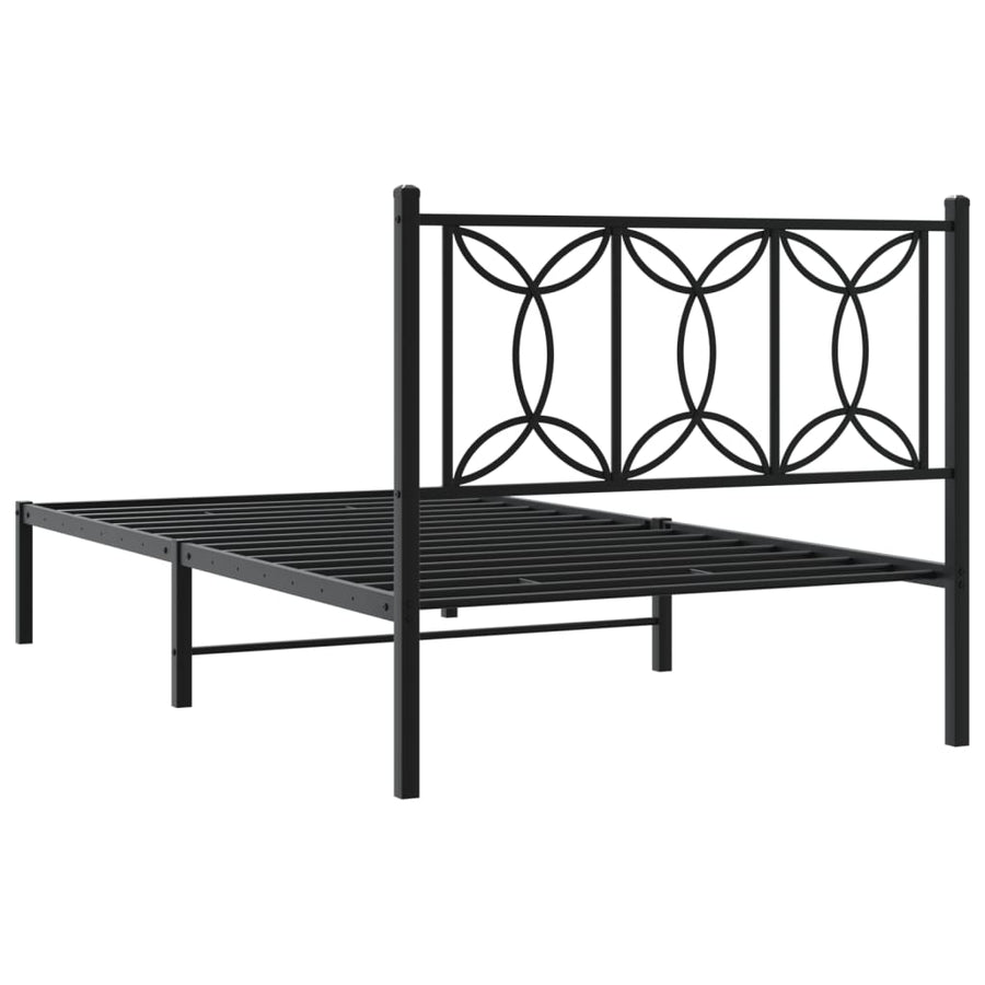 Bedframe met hoofdbord metaal zwart 100x200 cm