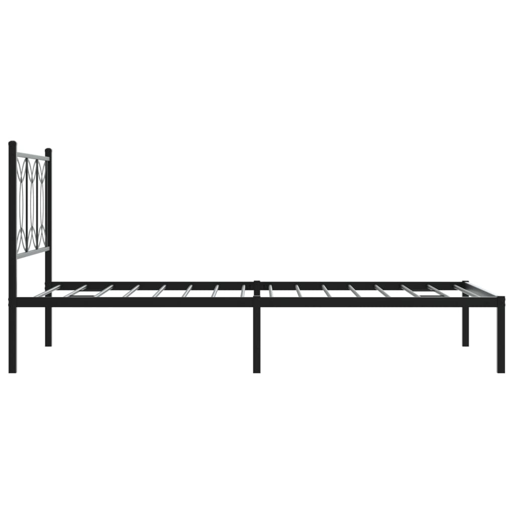 Bedframe met hoofdbord metaal zwart 107x203 cm