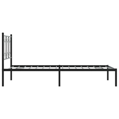 Bedframe met hoofdbord metaal zwart 107x203 cm
