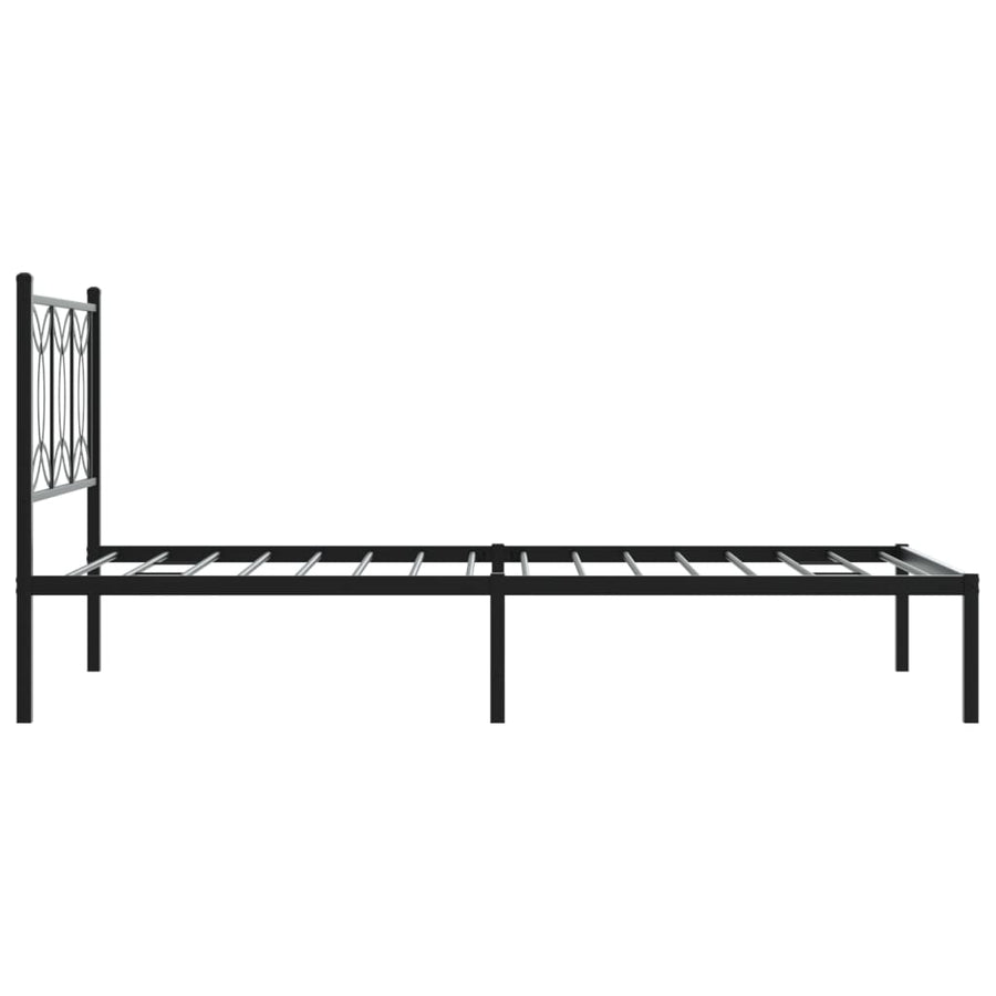 Bedframe met hoofdbord metaal zwart 107x203 cm