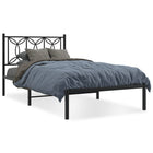 Black metal bed frame with headboard 107x203 cm