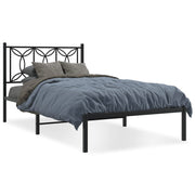 Bedframe metaal zwart 107x203 cm met hoofdbord