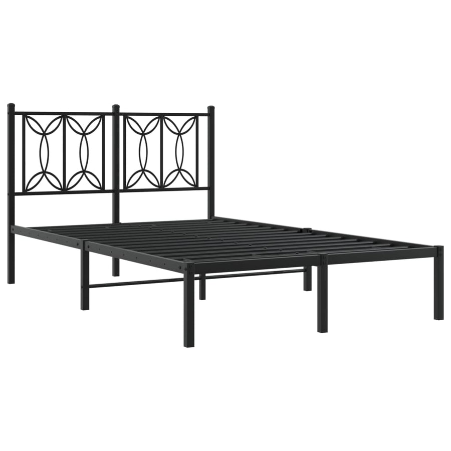 Bedframe met hoofdbord metaal zwart 120x190 cm