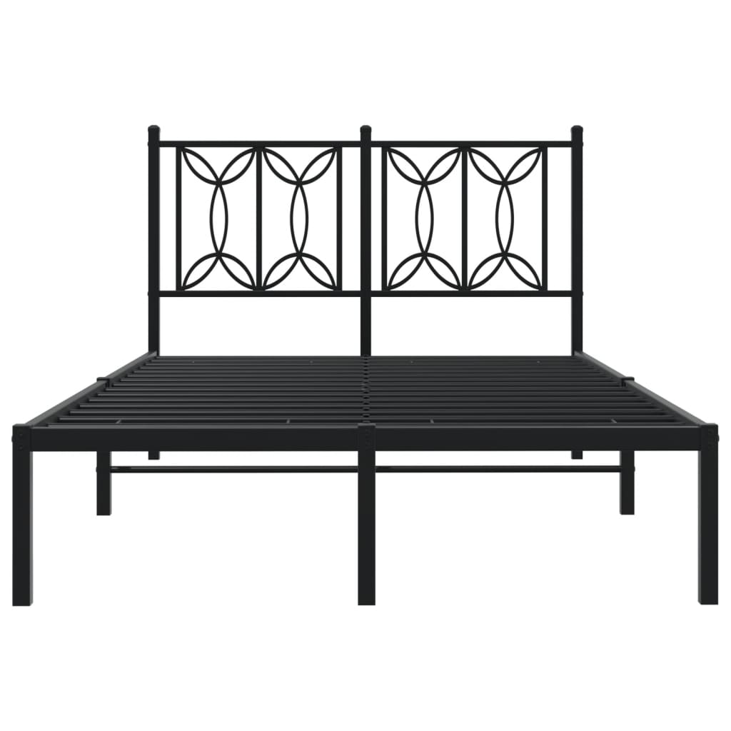 Bedframe met hoofdbord metaal zwart 120x190 cm