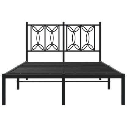 Bedframe met hoofdbord metaal zwart 120x190 cm