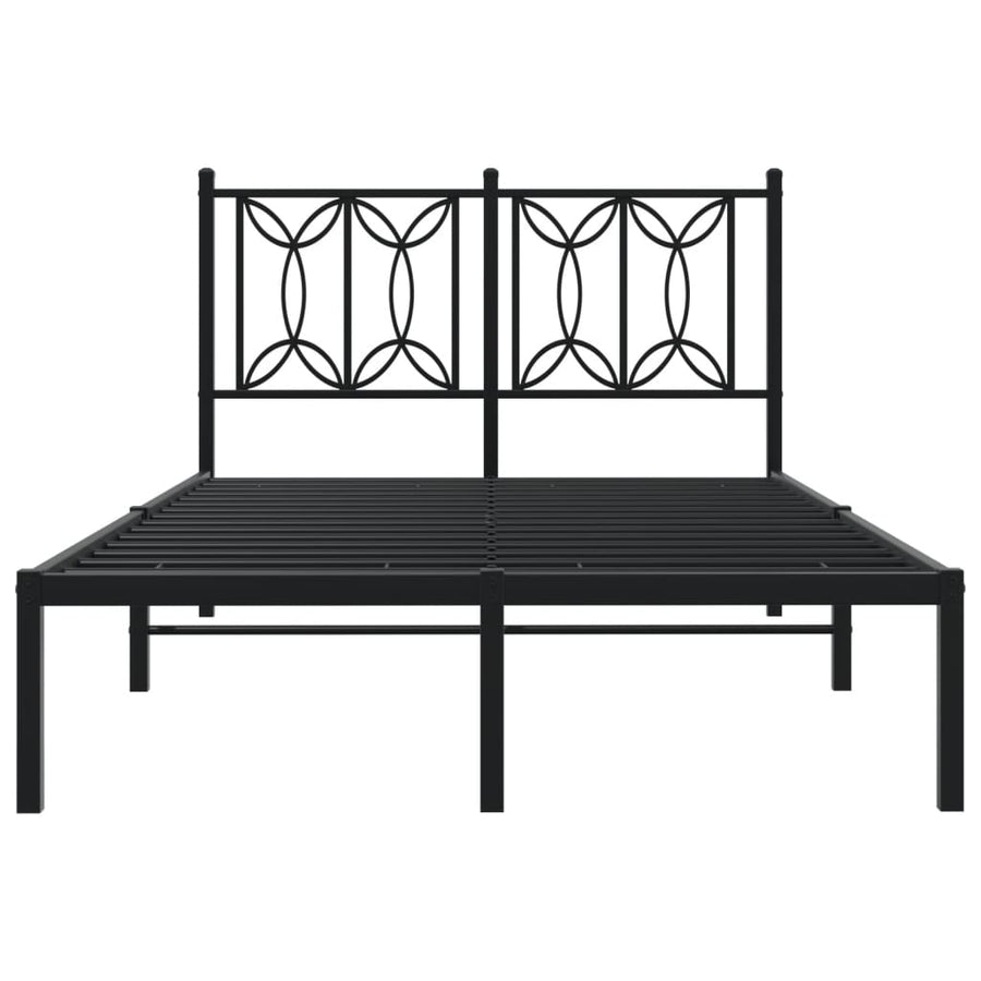 Bedframe met hoofdbord metaal zwart 120x190 cm