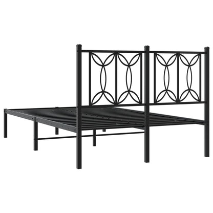 Bedframe met hoofdbord metaal zwart 120x190 cm