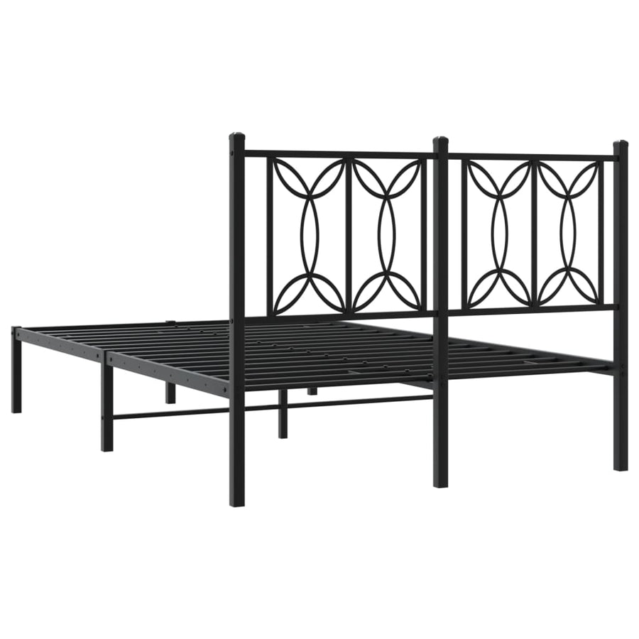 Bedframe met hoofdbord metaal zwart 120x190 cm