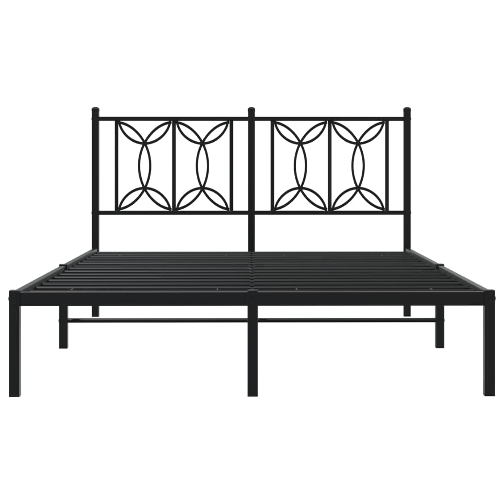 Bedframe met hoofdbord metaal zwart 135x190 cm