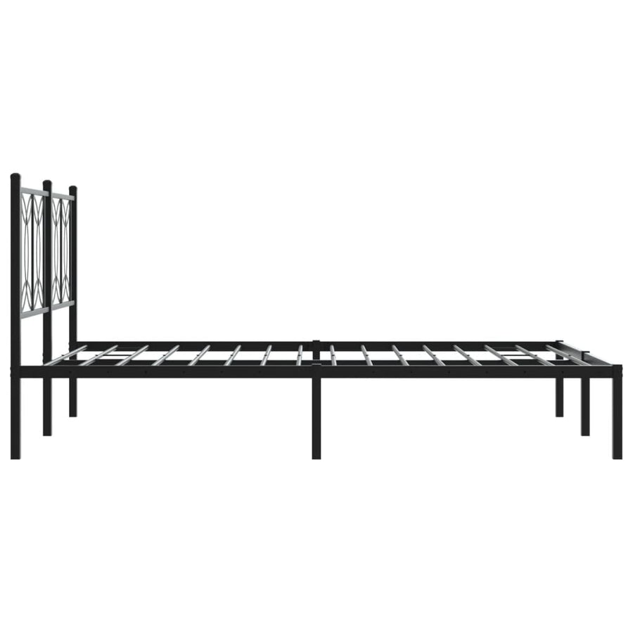 Bedframe met hoofdbord metaal zwart 135x190 cm